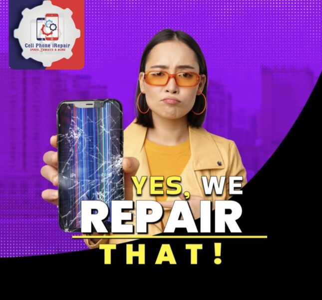 girl holding a broken iphone in nashua