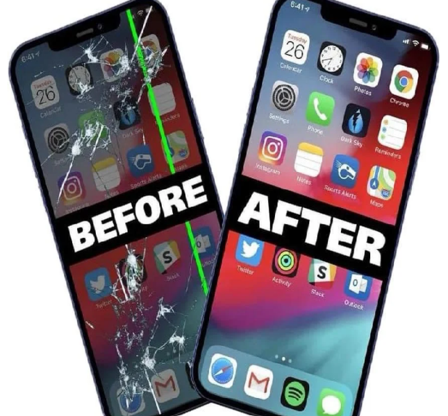 before and after screen repair